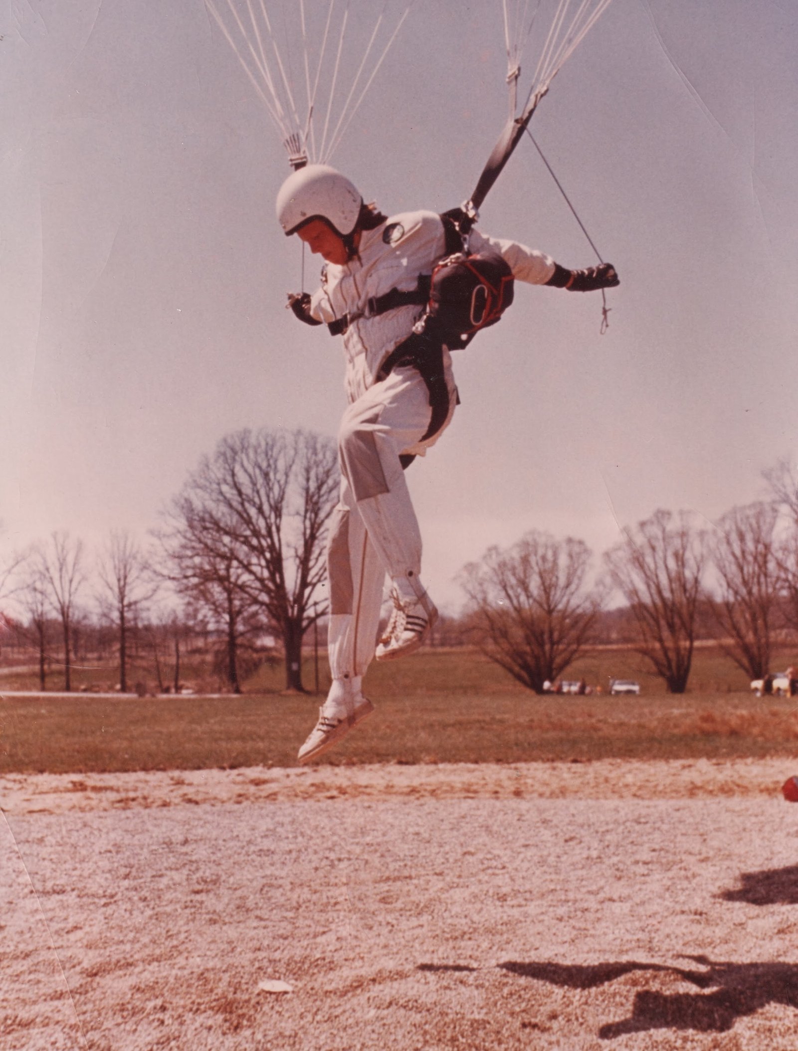 J. Bruce Eickelman landing a skydive
